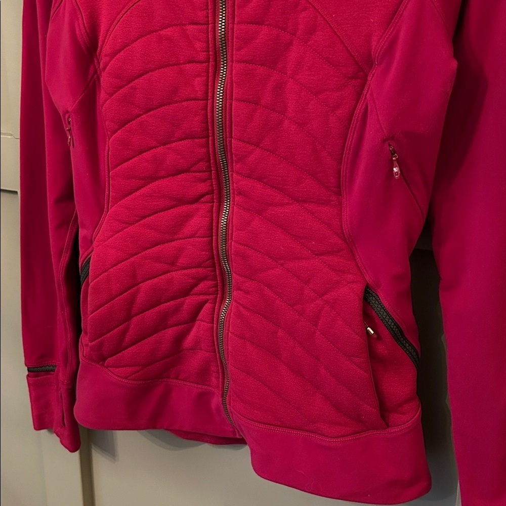 Lululemon Fleece Out Jacket Full Zip Berry Rumble Zipper Vents Size 6 - Picture 4 of 16